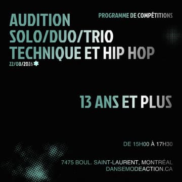 Cover Image for Audition Solo/Duo/Trio - 13 ans et plus
