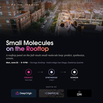 Cover Image for Small Molecules · A rooftop reception + panel with Deep Origin, Om & onepot