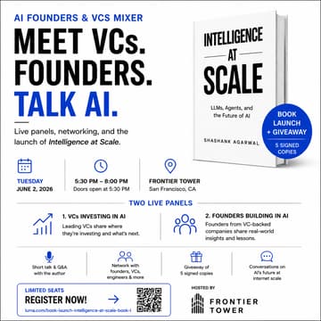 Cover Image for [AI Founders & VCs Mixer] Come meet VCs, Founders & talk AI. Book Launch - Intelligence at Scale. Noveum.ai