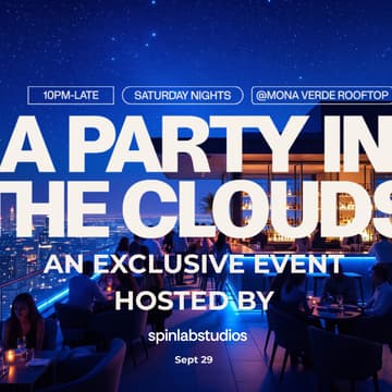 Cover Image for PARTY IN THE CLOUDS - 8PM Till Late - HOSTED By SPINLAB STUDIO
