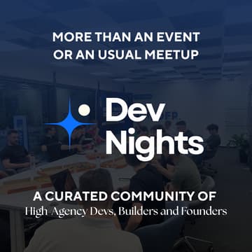 Cover Image for DevNights #8 - Building with AI, startups and more