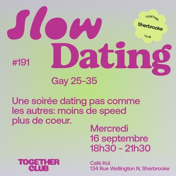 Cover Image for Slow Dating *Sherbrooke* #191 (Gay 25-35)