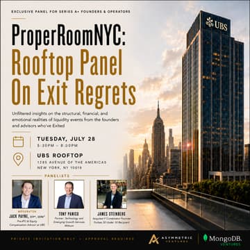 Cover Image for UBS Rooftop Panel on Exit Regrets (ProperRoom NYC · Series A+)