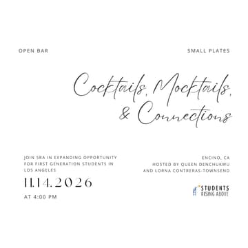 Cover Image for Cocktails, Mocktails & Connections with Students Rising Above