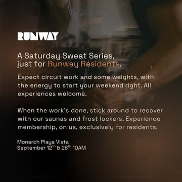 Cover Image for A Saturday Sweat Series, just for Playa Vista.