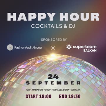 Cover Image for Blockchain Week Bulgaria - Happy Hour – Cocktails & DJ | Sponsored by Pashov Audit Group & Superteam Balkan