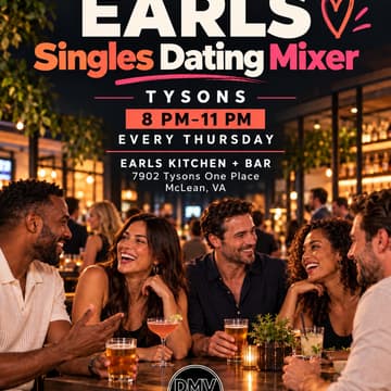 Cover Image for THURSDAY NIGHT SINGLES DATING MIXER AT EARLS TYSONS 💘