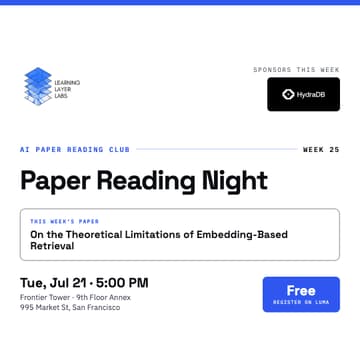 Cover Image for Paper Reading Night - Week 25 - On the Theoretical Limitations of Embedding-Based Retrieval
