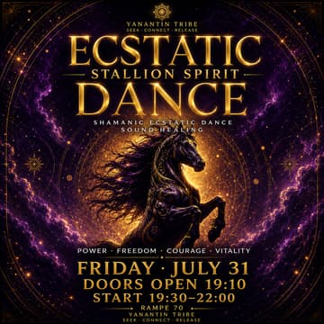 Cover Image for ECSTATIC DANCE PARTY ZÜRICH STALLION SPIRIT · SOUND HEALING · TRIBAL · WORLD MUSIC · BAREFOOT · MOVEMENT MEDICINE · DANCE MEDITATION
