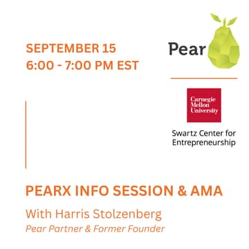 Cover Image for PearX Info Session & AMA with Harris Stolzenberg, Pear Partner & Former Founder