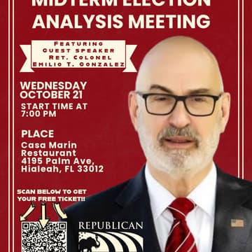 Cover Image for Midterm Election Analysis Meeting Featuring Guest Speaker Emilio T. Gonzalez.