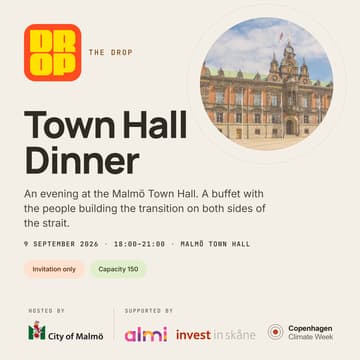 Cover Image for Town hall dinner (Malmö) | Hosted by The Drop, Copenhagen Climate Week & the City of Malmö