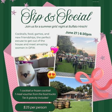 Cover Image for Sip & Social at Buffalo Hirsch - The Pink Haus Club