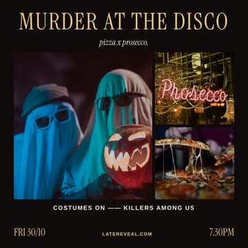 Cover Image for Murder at the Disco: Halloween Pizza X Prosecco Party in London for 20s