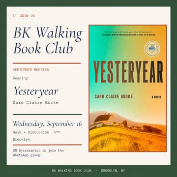Cover Image for September BK Walking Book Club: Yesteryear