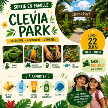 Cover Image for Matinée découverte en famille à Clevia Park ! 🐟🌱150 SRD/PP