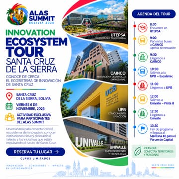 Cover Image for ALAS Summit 2026 | Innovation Ecosystem Tour – Santa Cruz 🇧🇴