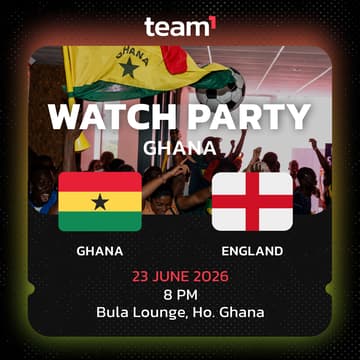 Cover Image for Team1 Watch Party: Ghana vs England 🇬🇭🏴󠁧󠁢󠁥󠁮󠁧󠁿