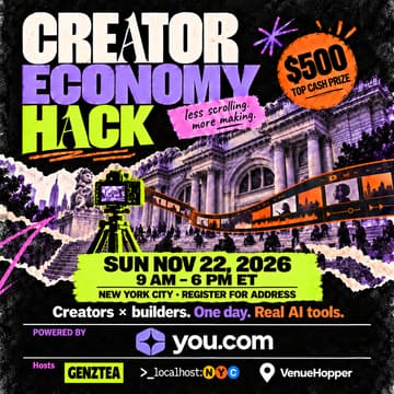 Cover Image for Creator Economy Hack - powered by You.com | 500 USD Cash prize