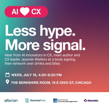 Cover Image for AI ❤️ CX: Less hype. More signal.