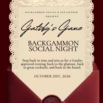 Cover Image for Gatsby’s Game a Backgammon Social Night