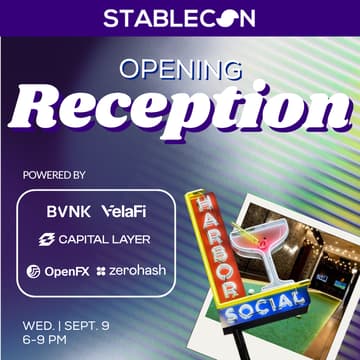 Cover Image for Stablecon USA Opening Reception powered by VelaFi, OpenFX, BVNK, Capital Layer, and zerohash