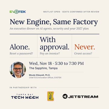 Cover Image for New Engine, Same Factory: An executive dinner on AI agents, security and your 2027 plan
