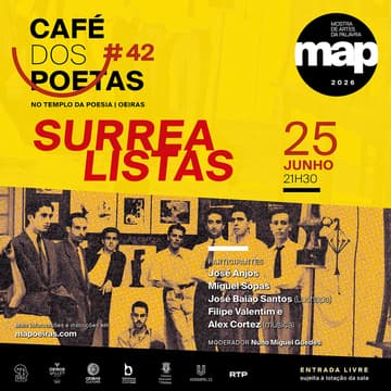 Cover Image for Café dos Poetas #42 Surrealistas com José Anjos, Miguel Sopas, José Baião Santos, Filipe Valentim e Alexandre Cortez