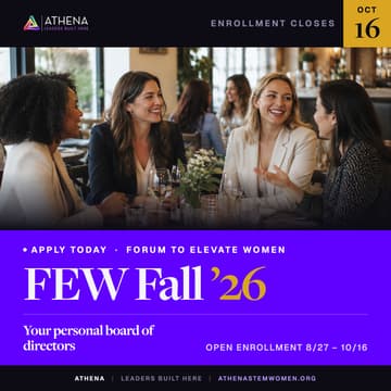 Cover Image for Athena's Fall FEW Enrollment | Registration Open 8/27 - 10/16