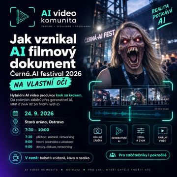 Cover Image for 🎥 Hybridní AI video v praxi: Jak vznikal dokument Černá.AI festival 2026 na vlastní oči