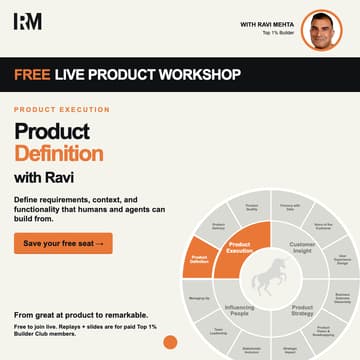Cover Image for FREE LIVE with Ravi Mehta: Product Definition — Become a Top 1% Builder