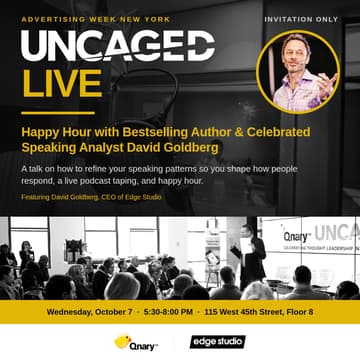 Cover Image for UNCAGED Live: Happy Hour with Bestselling Author & Celebrated Speaking Analyst David Goldberg
