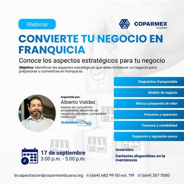 Cover Image for WEBINAR | CONVIERTE TU NEGOCIO EN FRANQUICIA
