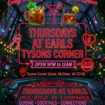 Cover Image for 💃 Earls Tysons Corner Friday Night Singles Social 💘🍸