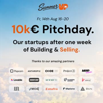 Cover Image for 10k€ SummerUP 2026 Pitchday - After One Week of Building and Selling.