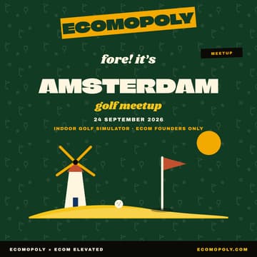 Cover Image for ECOMSTERDAM Vol. 02 ⛳ DRIVE & CONVERT 🏌️ Amsterdam's DTC Founders & Investors 🎫 12 Golf Bays · (RSVP Only)