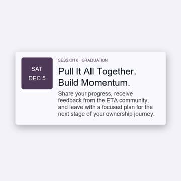 Cover Image for ETA HUB: Session 6 - Pull It All Together. Build Momentum.