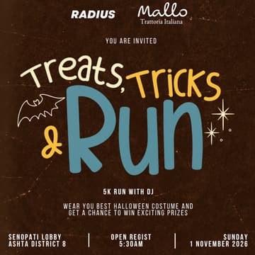 Cover Image for Radius x Mallo : Tricks Treats and Run (5K Run With DJ)