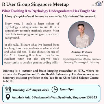 Cover Image for R User Group Meetup - Thursday 20 August 2026