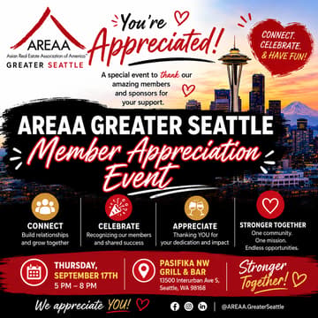 Cover Image for SAVE-THE-DATE! (Registration officially opens Aug 21)AREAA Greater Seattle Member Appreciation Event