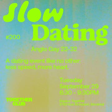 Cover Image for Slow Dating Montréal #200 (Anglo - Gay 22-32)