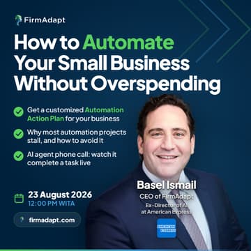 Cover Image for How to Automate Your Small Business Without Overspending | FirmAdapt AI Workshop | BUSINESS LEADERS & OWNERS | Coinfest 2026