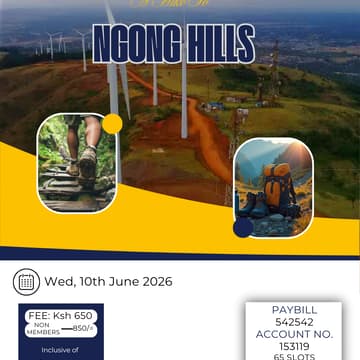Cover Image for AECAS Presents a Ngong Hills hike and wellness session