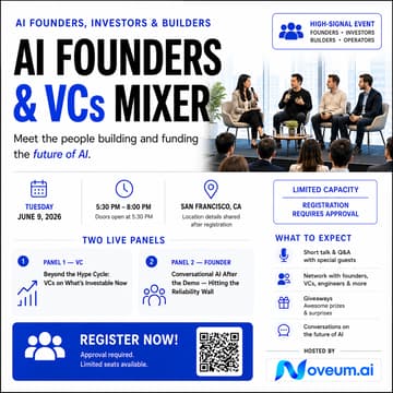 Cover Image for [AI Founders & VCs Mixer] Come meet VCs, Founders & talk AI. Book Launch - Intelligence at Scale. Noveum.ai