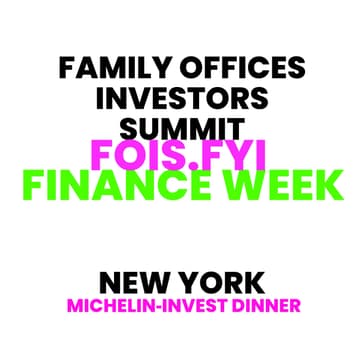 Cover Image for 🥂🥑🇺🇸 Michelin-Starred Investors Dinner 🥂🕯Family Offices & Investors Summit (FOIS)📍Finance Week NYC📍September 9-11 🇺🇸