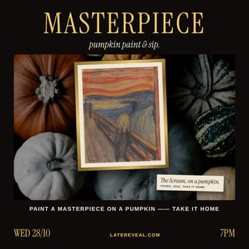 Cover Image for Masterpiece Pumpkin Paint & Sip: Halloween Art Social in London for 20s