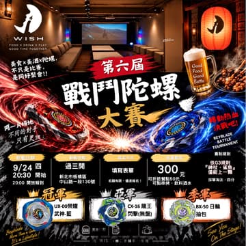 Cover Image for 第六屆-過三關戰鬥陀螺大賽🍺