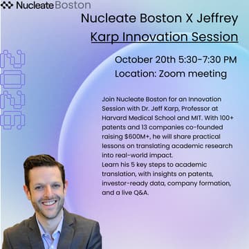 Cover Image for Nucleate Boston X Jeffrey Karp Innovation Session