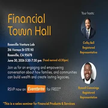Cover Image for Financial Town Hall 5:30 - 7:30pm