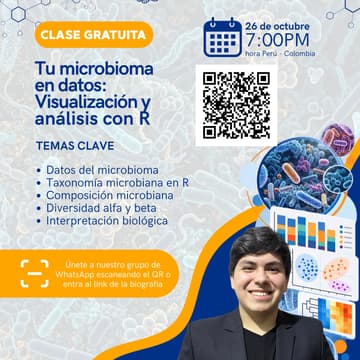 Cover Image for |🦠 ¡Clase Gratuita Online! Explorando el microbioma: análisis y visualización de datos metagenómicos con R